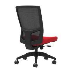 Union & Scale Workplace2.0™ Fabric Task Chair, Ruby Red, Integrated Lumbar, Synchro Seat Slide, Armless