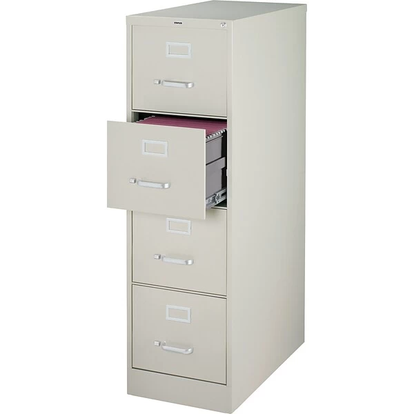 Quill Brand® Commercial 4 File Drawer Vertical File Cabinet, Locking, Gray, Letter, 26.5"D (13445D) 1 Quill Brand® Commercial 4 File Drawer Vertical File Cabinet, Locking, Gray, Letter, 26.5"D (13445D)