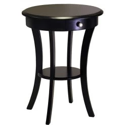 Winsome Sasha 27" X 20" X 20" Wood Round Accent Table, Black