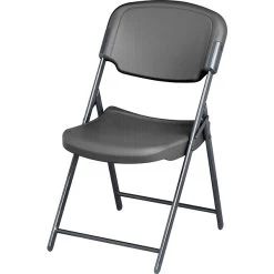 Iceberg Rough 'N Ready Folding Chairs, Plastic, Charcoal, Seat: 18 3/4"W X 21 1/2"D, Back: 18 3/4"W X 20 1/4"H