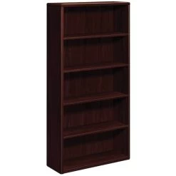HON 10700 Series Bookcase, Mahogany, 5-Shelf, 69.22"H