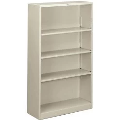 HONĀ® Brigade Steel Bookcase, Light Gray, 4-Shelf, 59"H