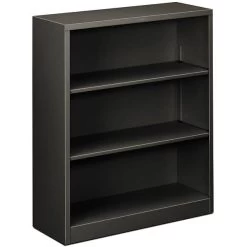 HONĀ® Brigade Steel Bookcase, Charcoal, 3-Shelf, 41"H