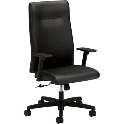 HON Ignition Executive High-Back Chair, Vinyl, Black, Seat: 20"W X 18"D, Back: 19 1/2"W X 27 3/4"H