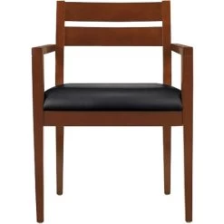 Offices To Go® Luxhide Wood Guest Chair, Black/Toffee (OTG11820BTH)