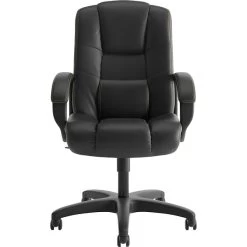 HON High-Back Executive Chair, Center-Tilt, Black Vinyl, Contrast Stitching, Fixed Arms (BSXVL131EN11)