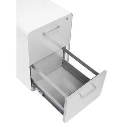 Poppin White + Light Gray Stow File Cabinet With Casters, 2-Drawer, Letter/Legal Size