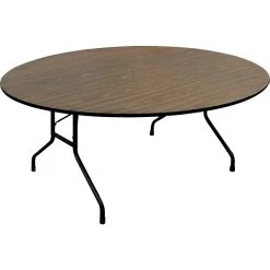 Correll® 48" Round Folding Table; Walnut Melamine Laminate Top