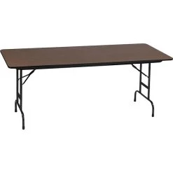 Correll® 30"D X 72"L Adjustable Height Heavy Duty Folding Table; Walnut Melamine Laminate Top