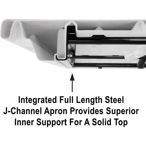 Correll® 24"D X 48"L Heavy Duty Adjustable Height Plastic Folding Table; Gray Granite Top 2 Correll® 24"D X 48"L Heavy Duty Adjustable Height Plastic Folding Table; Gray Granite Top - Image 2