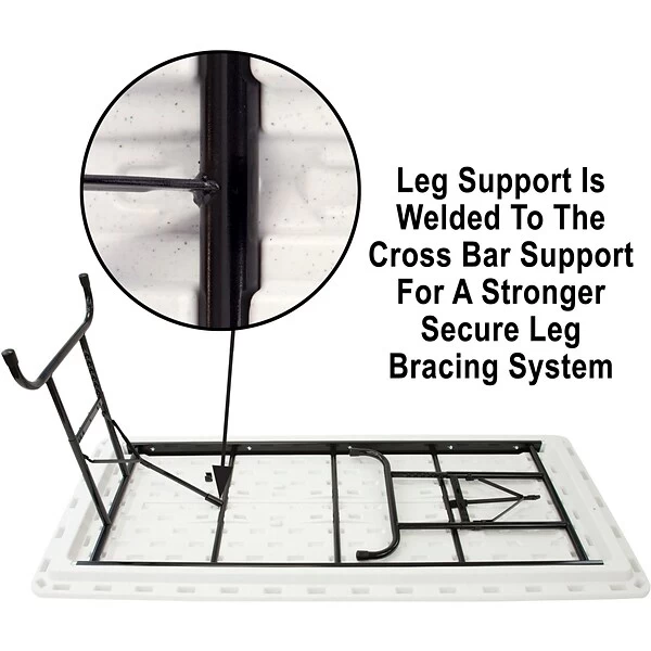 Correll® 24"D X 48"L Heavy Duty Adjustable Height Plastic Folding Table; Gray Granite Top 3 Correll® 24"D X 48"L Heavy Duty Adjustable Height Plastic Folding Table; Gray Granite Top - Image 3