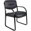 Boss Leather Sled Base Side Chair W/ Arms