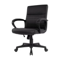 Quill BrandĀ® Tervina Luxura Mid-Back Manager Chair, Black (56904)