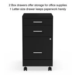 Quill BrandĀ® 3-Drawer Vertical File Cabinet, Locking, Letter, Black, 19"D (52156)