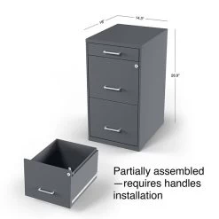Quill Brand® 3-Drawer Vertical File Cabinet, Locking, Letter, Charcoal, 18"D (18606) -Home furniture s1212954 s7