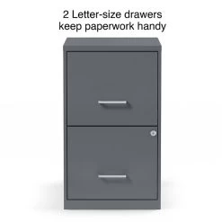 Quill BrandĀ® 2 Drawer Vertical File Cabinet, Locking, Letter, Graphite, 18''D (14443/17783)