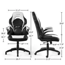 Quill Brand® Luxura Faux Leather Racing Gaming Chair, Black And White (55172) -Home furniture s1214390 s7