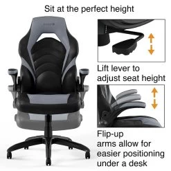 Quill Brand® Luxura Faux Leather Racing Gaming Chair, Black And Gray (52503) 11 Quill Brand® Luxura Faux Leather Racing Gaming Chair, Black And Gray (52503) -Home furniture s1214407 s7