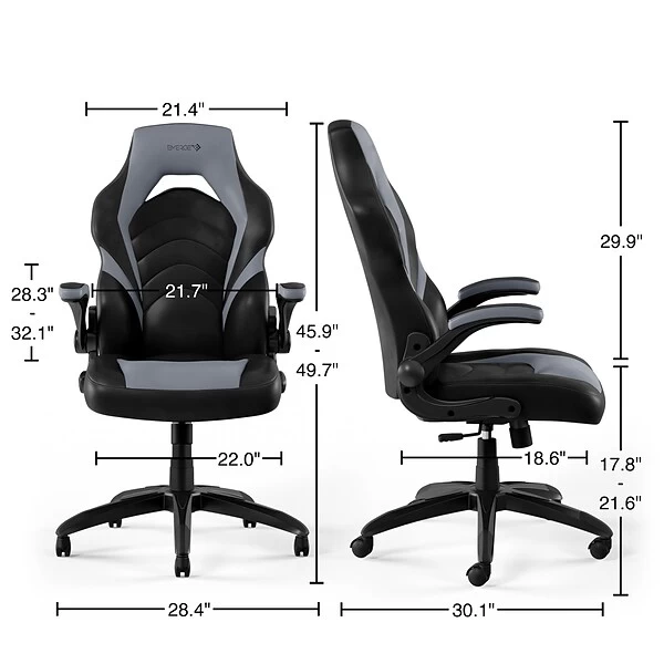 Quill Brand® Luxura Faux Leather Racing Gaming Chair, Black And Gray (52503) 7 Quill Brand® Luxura Faux Leather Racing Gaming Chair, Black And Gray (52503) - Image 7