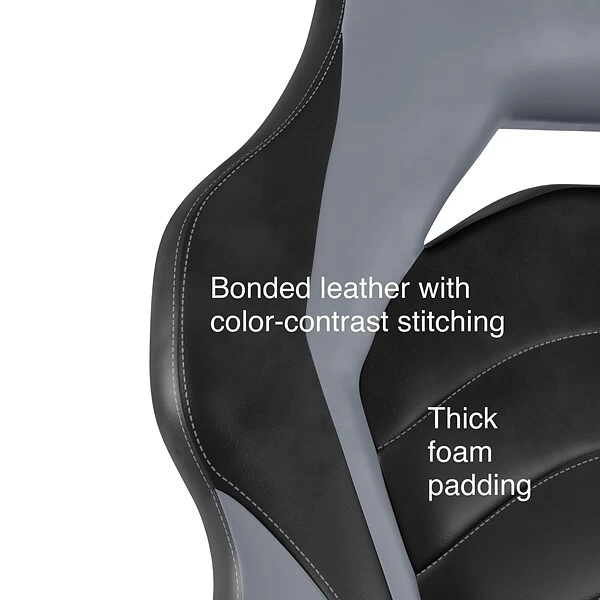 Quill Brand® Luxura Faux Leather Racing Gaming Chair, Black And Gray (52503) 8 Quill Brand® Luxura Faux Leather Racing Gaming Chair, Black And Gray (52503) - Image 8