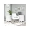 Bush Furniture Somerset 60"W L-Shaped Desk With Mid Back Leather Box Chair, White (SET022WH)