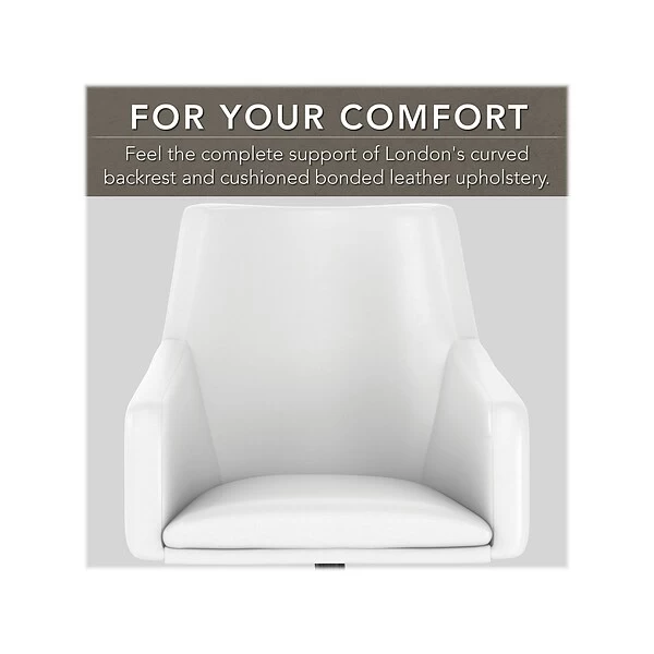 Bush Furniture Somerset 60"W L-Shaped Desk With Mid Back Leather Box Chair, White (SET022WH) 3 Bush Furniture Somerset 60"W L-Shaped Desk With Mid Back Leather Box Chair, White (SET022WH) - Image 3