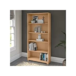 Bush Furniture Cabot 5 Shelf 66"H Bookcase, Natural Maple (WC31666)