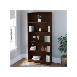 Bush Furniture Cabot 5 Shelf 66"H Bookcase, Modern Walnut (WC31066)
