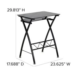 Flash Furniture 24" W Glass L-Shape Computer Desk, Black (NANCP60) -Home furniture sp109852271 s7