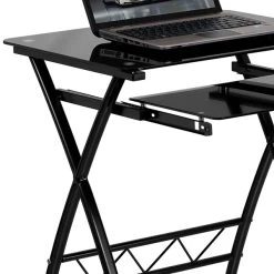 Flash Furniture 24" W Glass L-Shape Computer Desk, Black (NANCP60) -Home furniture sp109852343 s7