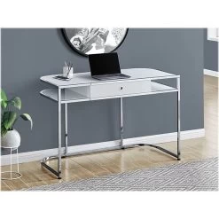 Monarch 47" Computer Desk, Glossy White/Chrome (I 7520)