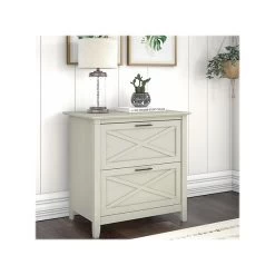 Bush Furniture Key West 2-Drawer Lateral File Cabinet, Letter/Legal, Linen White Oak, 30" (KWF130LW-03)