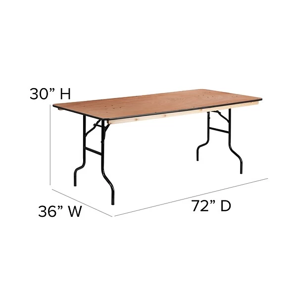 Flash Furniture 36''x72'' Rectangular Wood Folding Banquet Table W/Clear-Coat Finished Top (XA3672P) 6 Flash Furniture 36''x72'' Rectangular Wood Folding Banquet Table W/Clear-Coat Finished Top (XA3672P) - Image 6