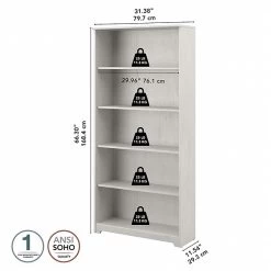 Bush Furniture Cabot 5 Shelf 66"H Bookcase, Linen White Oak (WC31166-03) -Home furniture sp115661368 s7