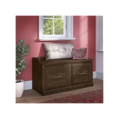 Kathy Ireland® Home By Bush Furniture Woodland Shoe Storage Bench With Doors, 40", Ash Brown (WDS140ABR-03)