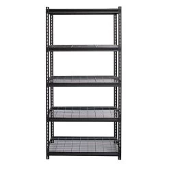 Iron Horse 2300 Lb. Wire Rivet Series 5-Shelf Metal/Wire Deck Shelving Unit, 36"W, Black (22130)