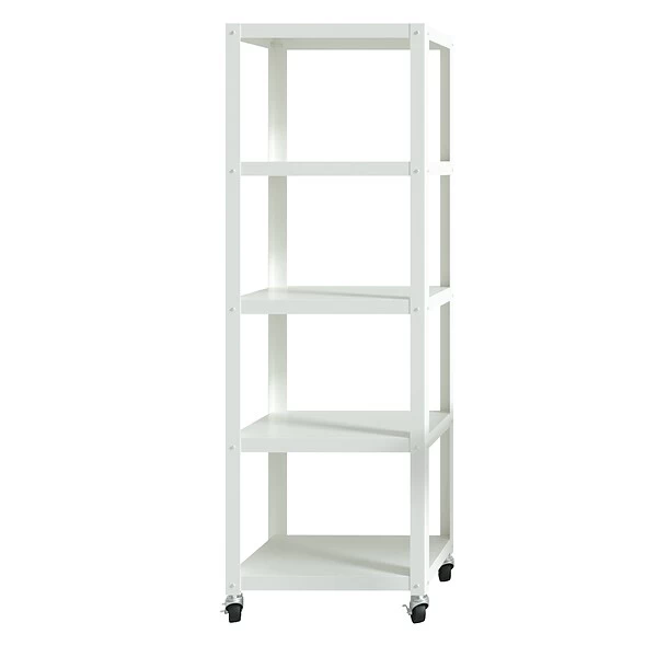 Space Solutions Ready-to-assemble 72-inch High Mobile 5-Shelf Bookcase, White 1 Space Solutions Ready-to-assemble 72-inch High Mobile 5-Shelf Bookcase, White
