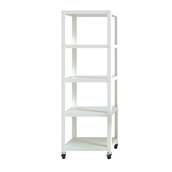Space Solutions Ready-to-assemble 72-inch High Mobile 5-Shelf Bookcase, White 2 Space Solutions Ready-to-assemble 72-inch High Mobile 5-Shelf Bookcase, White - Image 2