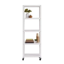 Space Solutions Ready-to-assemble 72-inch High Mobile 5-Shelf Bookcase, White 12 Space Solutions Ready-to-assemble 72-inch High Mobile 5-Shelf Bookcase, White -Home furniture sp123885464 s7