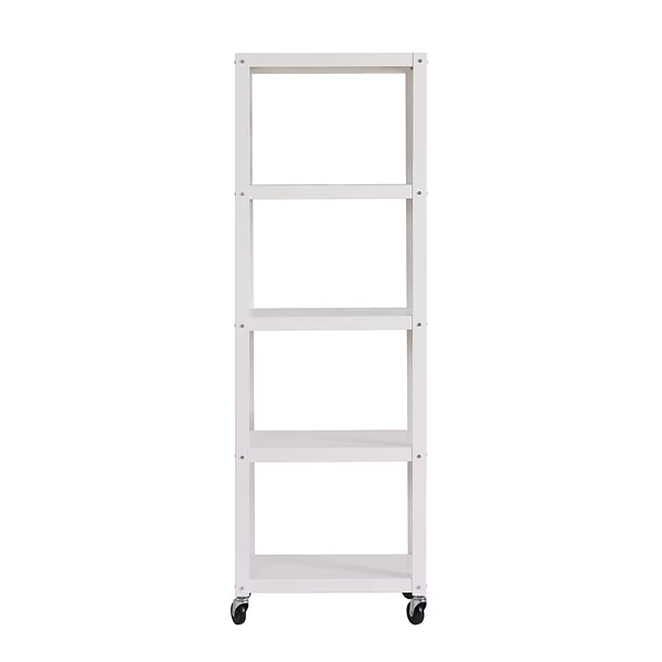 Space Solutions Ready-to-assemble 72-inch High Mobile 5-Shelf Bookcase, White 7 Space Solutions Ready-to-assemble 72-inch High Mobile 5-Shelf Bookcase, White - Image 7