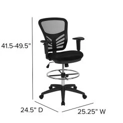 Flash Furniture Nylon Drafting Chair With Lumbar Support, Black (HL-0001-1CBLACK-GG) 12 Flash Furniture Nylon Drafting Chair With Lumbar Support, Black (HL-0001-1CBLACK-GG) -Home furniture sp124517990 s7