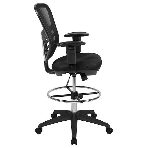Flash Furniture Nylon Drafting Chair With Lumbar Support, Black (HL-0001-1CBLACK-GG) 8 Flash Furniture Nylon Drafting Chair With Lumbar Support, Black (HL-0001-1CBLACK-GG) - Image 8