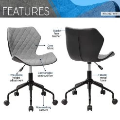 Techni Mobili Deluxe Modern Office Armless Task Chair, Grey -Home furniture sp126597338 s7