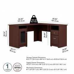 Bush Furniture Cabot L Shaped Desk, Harvest Cherry (WC31430-03K) -Home furniture sp129130759 s7
