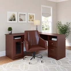 Bush Furniture Cabot L Shaped Desk, Harvest Cherry (WC31430-03K) -Home furniture sp129130760 s7