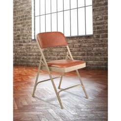 NPS 1200 Series Vinyl Padded Premium Folding Chairs, Honey Brown/Beige, 4 Pack (1203/4) -Home furniture sp130557421 s7