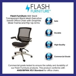Flash Furniture Warfield Ergonomic Mesh Swivel Mid-Back Executive Office Chair, Black With Graphite Silver Frame (BL8801XBKGR) -Home furniture sp133535046 s7