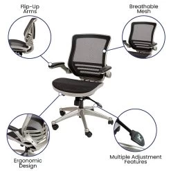 Flash Furniture Warfield Ergonomic Mesh Swivel Mid-Back Executive Office Chair, Black With Graphite Silver Frame (BL8801XBKGR) -Home furniture sp133535050 s7