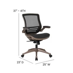 Flash Furniture Warfield Ergonomic Mesh Swivel Mid-Back Executive Office Chair, Black With Gold Frame (BL8801X) -Home furniture sp133535088 s7