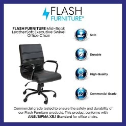 Flash Furniture Whitney Ergonomic LeatherSoft Swivel Mid-Back Executive Office Chair, Black/Black (GO2286MBKBK) 10 Flash Furniture Whitney Ergonomic LeatherSoft Swivel Mid-Back Executive Office Chair, Black/Black (GO2286MBKBK) -Home furniture sp133536216 s7